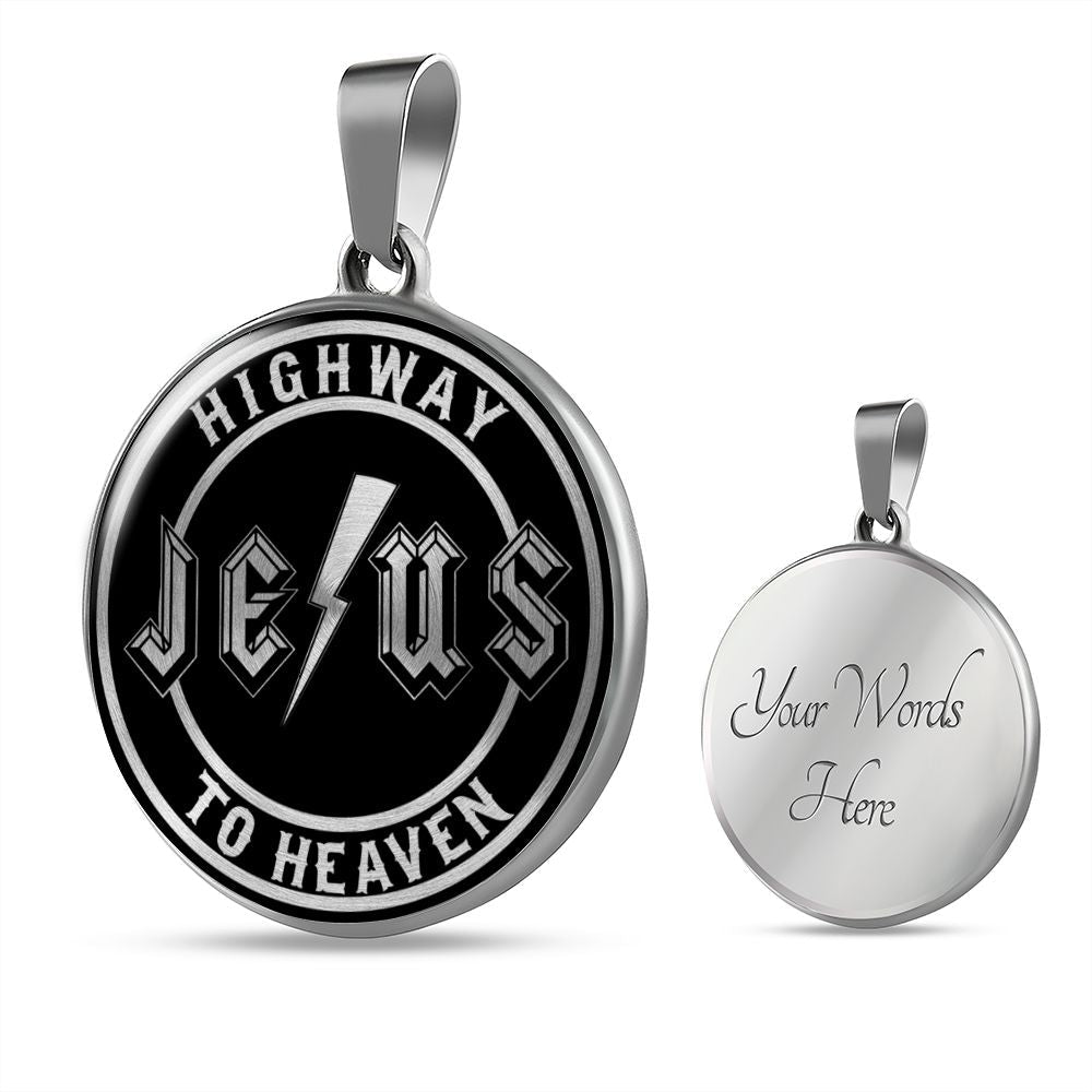 Jesus Highway to Heaven Circle Necklace Stainless Steel or 18k Gold 18-22"-Express Your Love Gifts