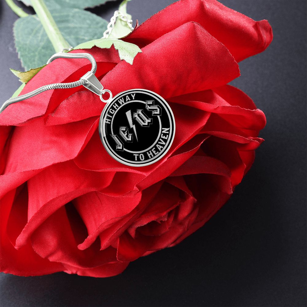 Jesus Highway to Heaven Circle Necklace Stainless Steel or 18k Gold 18-22"-Express Your Love Gifts