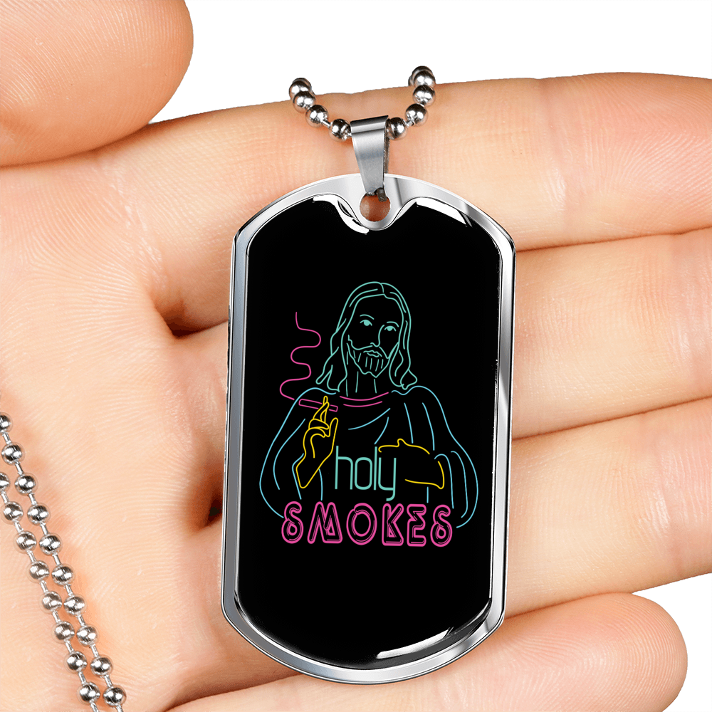Jesus Holy Image Christian Necklace Stainless Steel or 18k Gold Dog Tag 24" Chain-Express Your Love Gifts