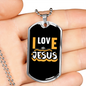 Jesus I Love Christian Necklace Stainless Steel or 18k Gold Dog Tag 24" Chain-Express Your Love Gifts