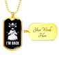 Jesus I'm Back Christian Necklace Stainless Steel or 18k Gold Dog Tag 24" Chain-Express Your Love Gifts