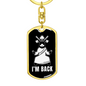 Jesus I'm Back Keychain Stainless Steel or 18k Gold Dog Tag Keyring-Express Your Love Gifts