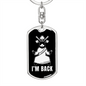 Jesus I'm Back Keychain Stainless Steel or 18k Gold Dog Tag Keyring-Express Your Love Gifts