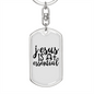 Jesus Is Essential Christian Keychain Stainless Steel or 18k Gold Dog Tag Keyring-Express Your Love Gifts