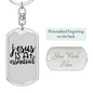 Jesus Is Essential Keychain Stainless Steel or 18k Gold Dog Tag Keyring-Express Your Love Gifts