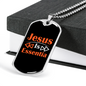 Jesus Is Essential Red Christian Necklace Stainless Steel or 18k Gold Dog Tag 24" Chain-Express Your Love Gifts