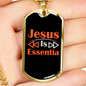 Jesus Is Essential Red Christian Necklace Stainless Steel or 18k Gold Dog Tag 24" Chain-Express Your Love Gifts