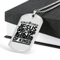 Jesus Is King Christian Necklace Stainless Steel or 18k Gold Dog Tag 24" Chain-Express Your Love Gifts