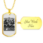 Jesus Is King Christian Necklace Stainless Steel or 18k Gold Dog Tag 24" Chain-Express Your Love Gifts
