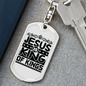 Jesus Is King Keychain Stainless Steel or 18k Gold Dog Tag Keyring-Express Your Love Gifts