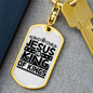 Jesus Is King Keychain Stainless Steel or 18k Gold Dog Tag Keyring-Express Your Love Gifts