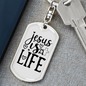 Jesus Is Life Christian Keychain Stainless Steel or 18k Gold Dog Tag Keyring-Express Your Love Gifts