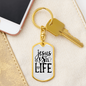 Jesus Is Life Christian Keychain Stainless Steel or 18k Gold Dog Tag Keyring-Express Your Love Gifts