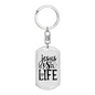 Jesus Is Life Christian Keychain Stainless Steel or 18k Gold Dog Tag Keyring-Express Your Love Gifts