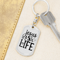 Jesus Is Life Christian Keychain Stainless Steel or 18k Gold Dog Tag Keyring-Express Your Love Gifts