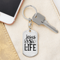 Jesus Is Life Christian Keychain Stainless Steel or 18k Gold Dog Tag Keyring-Express Your Love Gifts