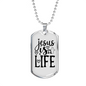 Jesus Is Life Christian Necklace Stainless Steel or 18k Gold Dog Tag 24" Chain-Express Your Love Gifts