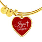 Jesus Is Love Heart Bangle Stainless Steel or 18k Gold 18-22"-Express Your Love Gifts