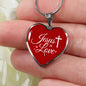 Jesus Is Love Necklace Stainless Steel or 18k Gold Heart Pendant 18-22"-Express Your Love Gifts