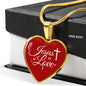 Jesus Is Love Necklace Stainless Steel or 18k Gold Heart Pendant 18-22"-Express Your Love Gifts