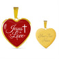 Jesus Is Love Necklace Stainless Steel or 18k Gold Heart Pendant 18-22"-Express Your Love Gifts