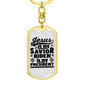 Jesus Is My Savior Keychain Stainless Steel or 18k Gold Dog Tag Keyring-Express Your Love Gifts