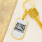 Jesus Is My Survivor Keychain Stainless Steel or 18k Gold Dog Tag Keyring-Express Your Love Gifts
