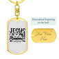 Jesus Is My Survivor Keychain Stainless Steel or 18k Gold Dog Tag Keyring-Express Your Love Gifts