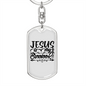 Jesus Is My Survivor Keychain Stainless Steel or 18k Gold Dog Tag Keyring-Express Your Love Gifts