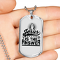Jesus Is The Answer Christian Necklace Stainless Steel or 18k Gold Dog Tag 24" Chain-Express Your Love Gifts