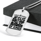 Jesus King Of Kings Christian Necklace Stainless Steel or 18k Gold Dog Tag 24" Chain-Express Your Love Gifts
