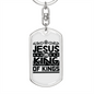 Jesus King Of Kings Keychain Stainless Steel or 18k Gold Dog Tag Keyring-Express Your Love Gifts
