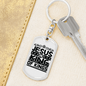 Jesus King Of Kings Keychain Stainless Steel or 18k Gold Dog Tag Keyring-Express Your Love Gifts