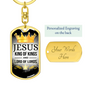 Jesus King Of Kings Verse Swivel Keychain Dog Tag Stainless Steel or 18k Gold-Express Your Love Gifts