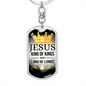 Jesus King Of Kings Verse Swivel Keychain Dog Tag Stainless Steel or 18k Gold-Express Your Love Gifts