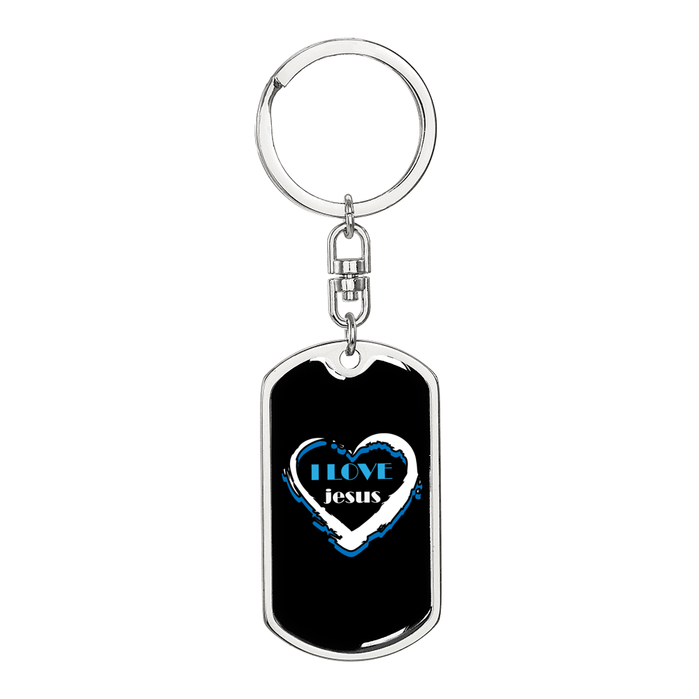 Jesus Love Keychain Stainless Steel or 18k Gold Dog Tag Keyring-Express Your Love Gifts