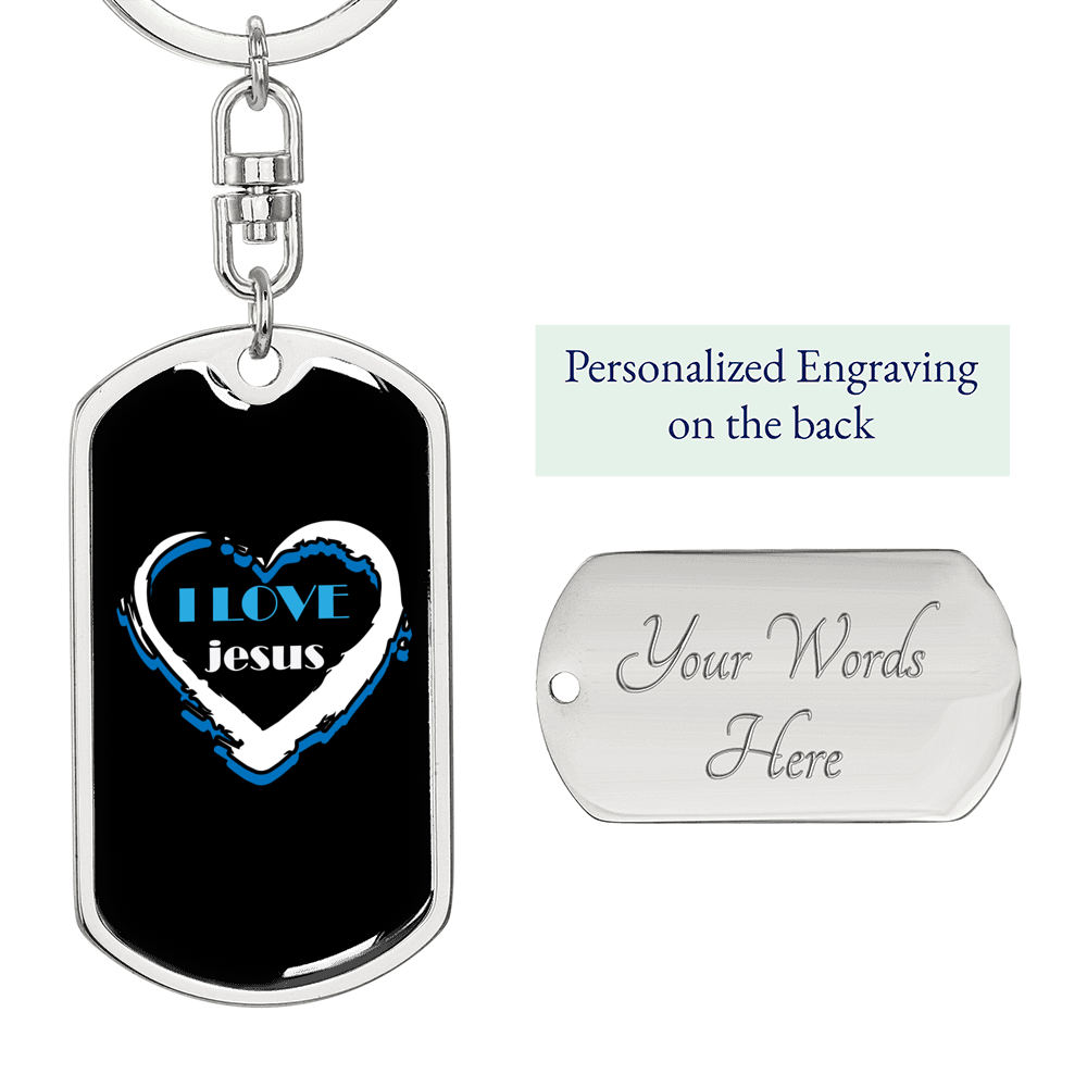 Jesus Love Keychain Stainless Steel or 18k Gold Dog Tag Keyring-Express Your Love Gifts