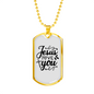 Jesus Love You Christian Necklace Stainless Steel or 18k Gold Dog Tag 24" Chain-Express Your Love Gifts
