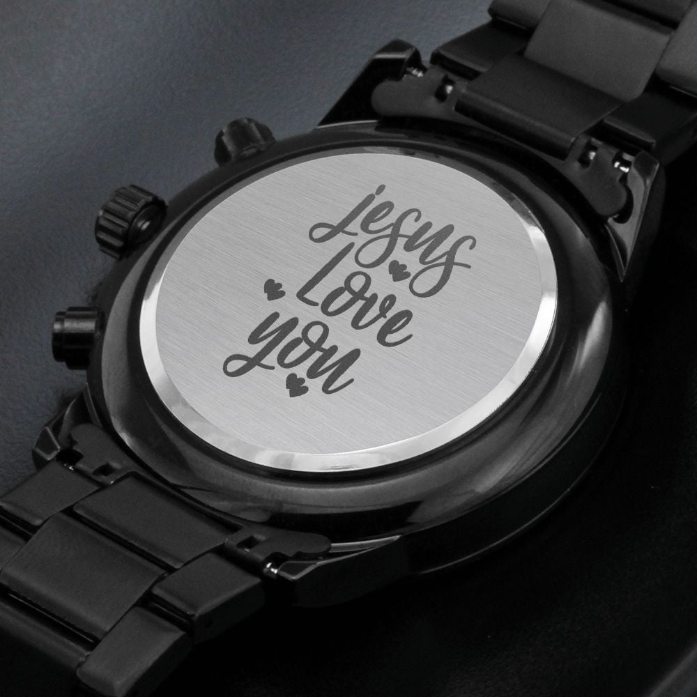 Jesus Love You Engraved Bible Verse Men's Watch Multifunction Stainless Steel W Copper Dial-Express Your Love Gifts