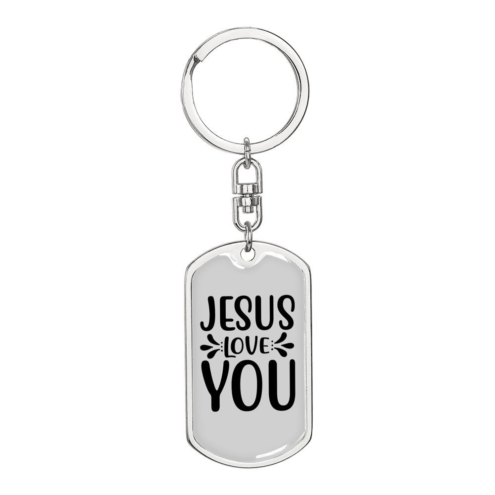 Jesus Love You Plain Keychain Stainless Steel or 18k Gold Dog Tag Keyring-Express Your Love Gifts