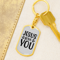 Jesus Love You Plain Keychain Stainless Steel or 18k Gold Dog Tag Keyring-Express Your Love Gifts