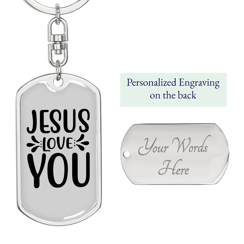 Jesus Love You Plain Keychain Stainless Steel or 18k Gold Dog Tag Keyring-Express Your Love Gifts