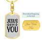 Jesus Love You Plain Keychain Stainless Steel or 18k Gold Dog Tag Keyring-Express Your Love Gifts