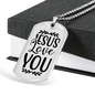 Jesus Love You With Symbols Christian Necklace Stainless Steel or 18k Gold Dog Tag 24" Chain-Express Your Love Gifts
