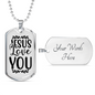 Jesus Love You With Symbols Christian Necklace Stainless Steel or 18k Gold Dog Tag 24" Chain-Express Your Love Gifts