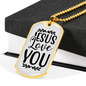 Jesus Love You With Symbols Christian Necklace Stainless Steel or 18k Gold Dog Tag 24" Chain-Express Your Love Gifts