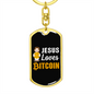 Jesus Loves Bitcoin Crypto Keychain Stainless Steel or 18k Gold Dog Tag Keyring-Express Your Love Gifts