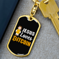 Jesus Loves Bitcoin Crypto Keychain Stainless Steel or 18k Gold Dog Tag Keyring-Express Your Love Gifts