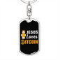 Jesus Loves Bitcoin Crypto Keychain Stainless Steel or 18k Gold Dog Tag Keyring-Express Your Love Gifts