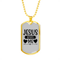 Jesus Loves Me Heart Christian Necklace Stainless Steel or 18k Gold Dog Tag 24" Chain-Express Your Love Gifts